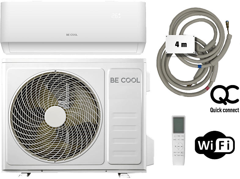 Be Cool Premium Quick Connect Split-Klimaanlage mit Heizfunktion (A++, 105 m³, 12000 BTU/h)