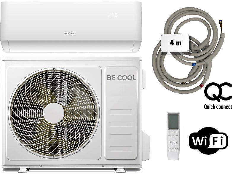 Be Cool Premium Quick Connect Split-Klimaanlage mit Heizfunktion (A++, 160 m³, 18000 BTU/h, Weiß)