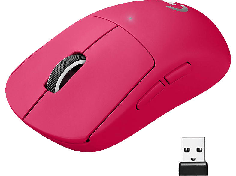 Logitech Gaming Maus Pro X Superlight Wireless, 1000Hz, 2.4 GHz / USB, 25600dpi, Magenta