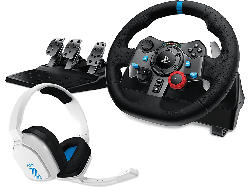 Logitech G29 Driving Force Rennlenkrad und Bodenpedale für PS5, PS4, PC, Mac + Astro A10 Gen 1 Gaming Headset; Rennlenkrad + Kabelgebundenes Headset