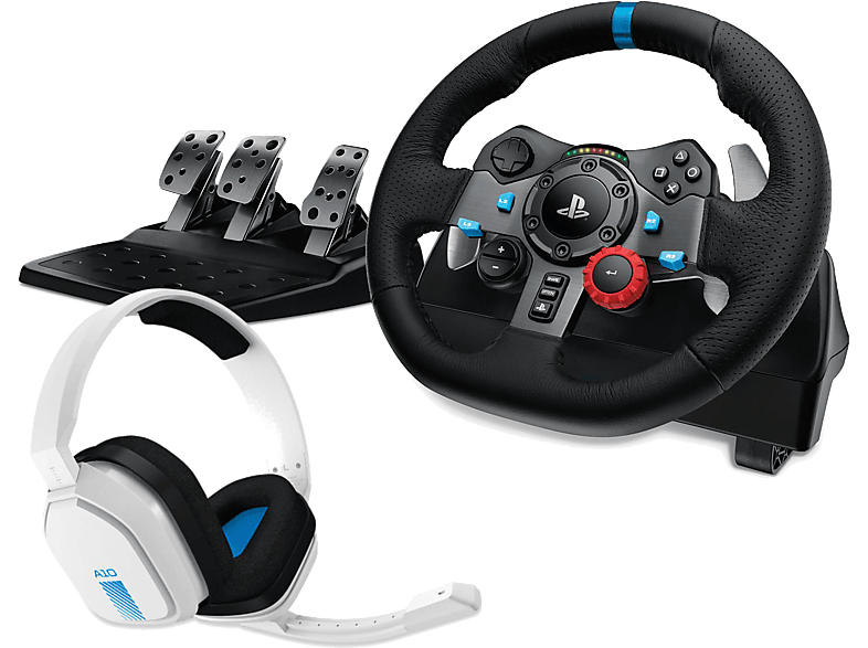 Logitech G29 Driving Force Rennlenkrad und Bodenpedale für PS5, PS4, PC, Mac + Astro A10 Gen 1 Gaming Headset; Rennlenkrad + Kabelgebundenes Headset