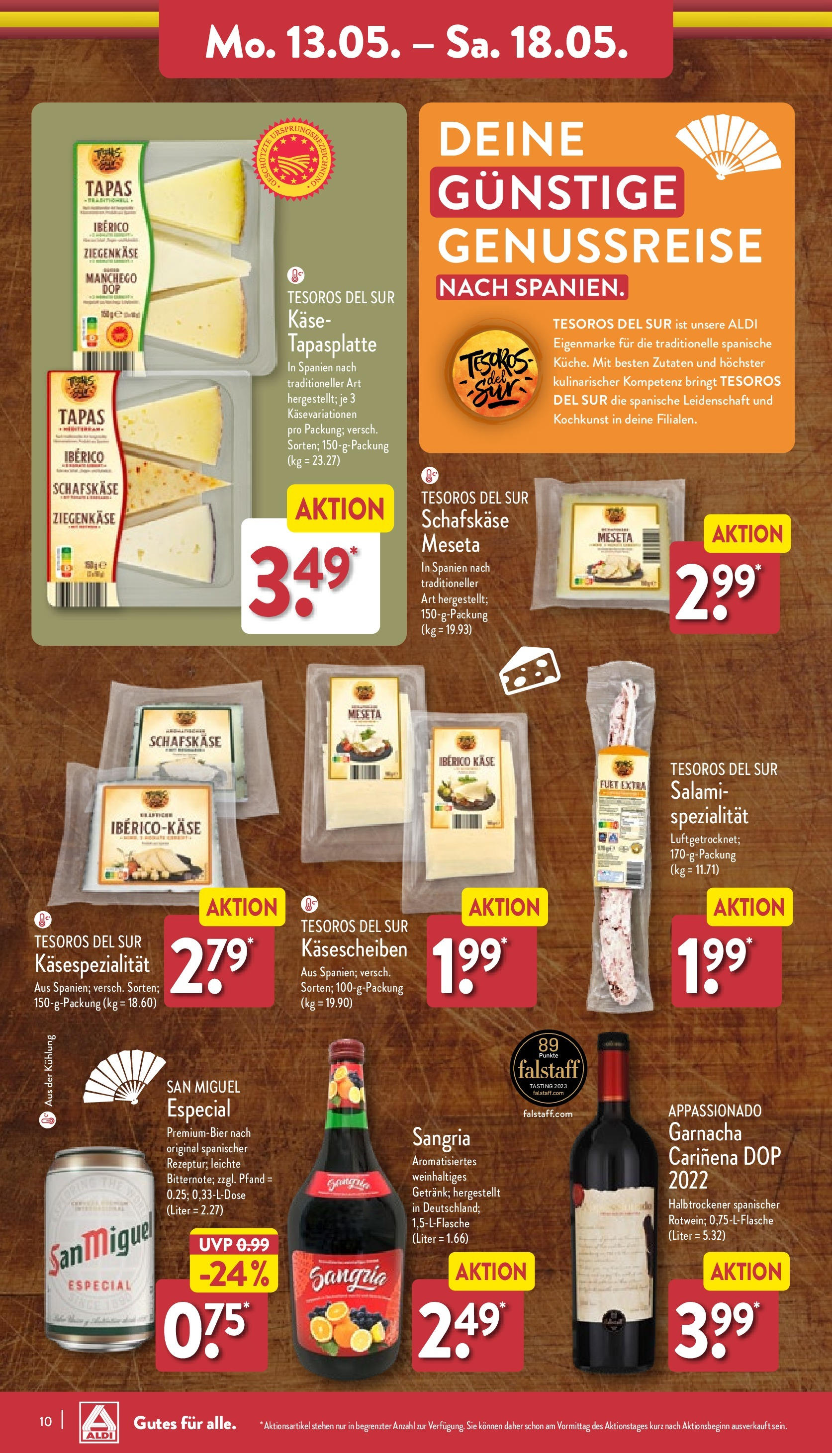 Aldi Prospekt 	 (ab 13.05.2024) » Angebote Online | Seite: 10 | Produkte: Käse, Ziegenkäse, Salami