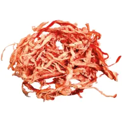 Snack aus Tintenfischtentakeln (Dosidicus gigas) in Steifen, gesalzen und ged&ouml;rrt, aufgetaut /lose