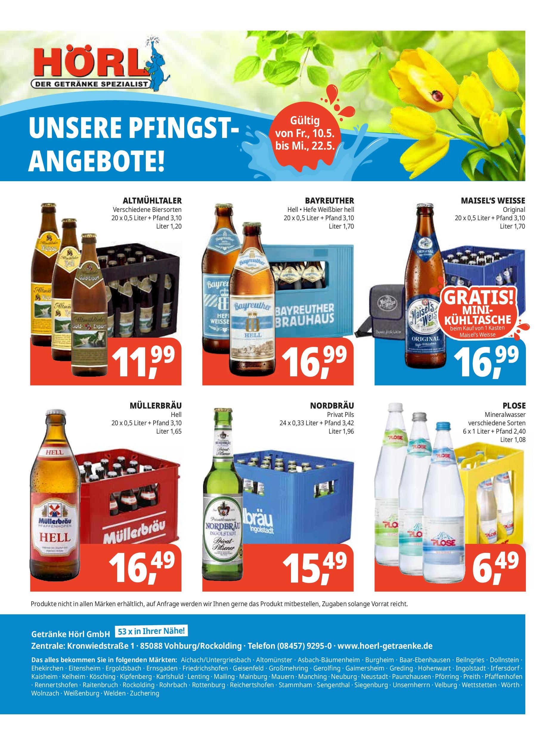 OFFERS - Getränke Hörl: Unsere Pfingst-Angebote! (ab 09.05.2024) zum Blättern | Seite: 1 | Produkte: Weißbier, Pils, Mineralwasser, Telefon