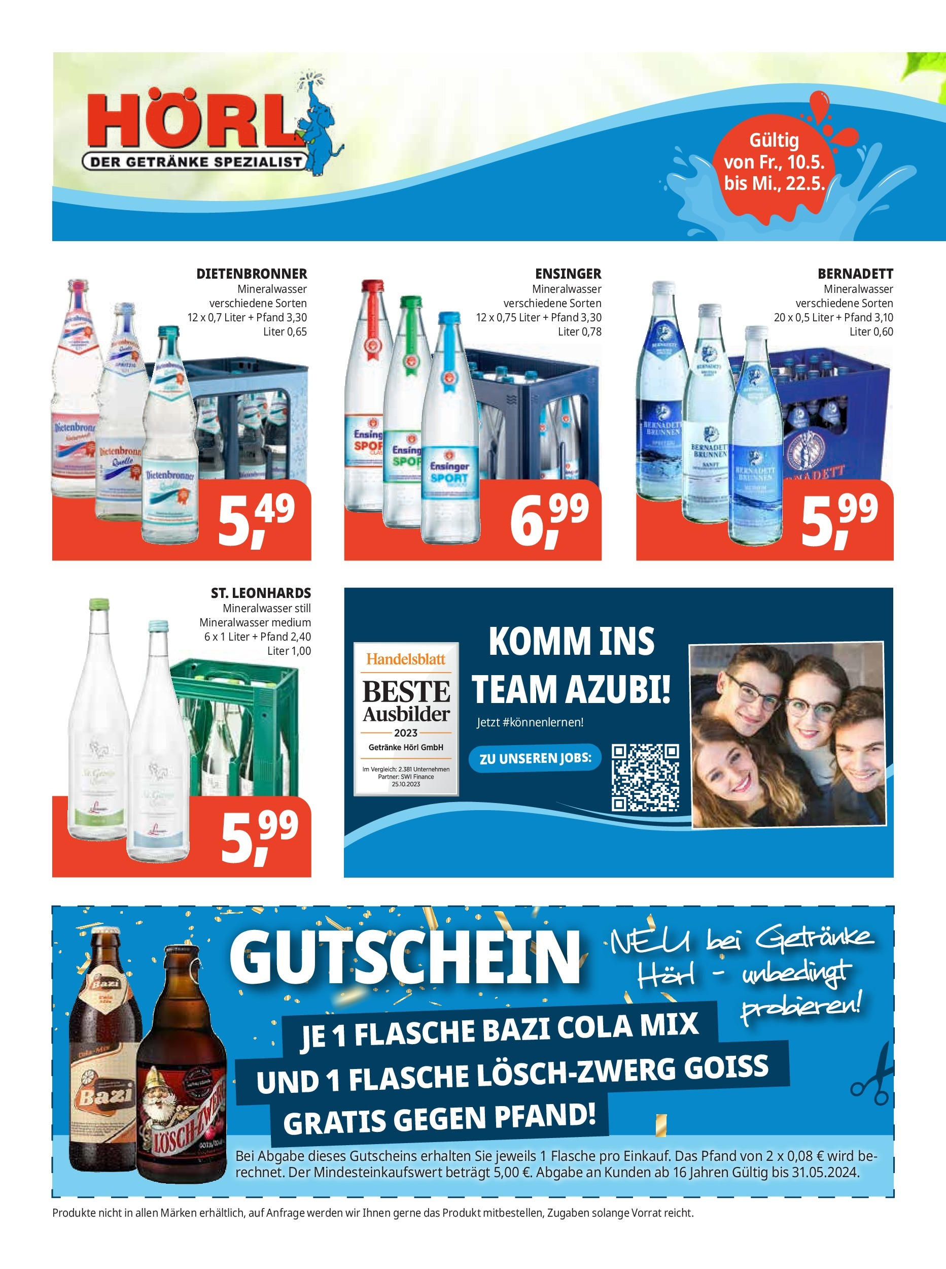 OFFERS - Getränke Hörl: Unsere Pfingst-Angebote! (ab 09.05.2024) zum Blättern | Seite: 4 | Produkte: Mineralwasser