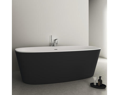 Freistehende Badewanne Ovale Badewanne Körperformbadewanne Ideal Standard Dea 90 x 190 x 61 cm schwarz weiß matt K8722V3