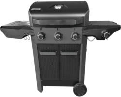 Gasgrill Tenneker 3 Brenner+Seitenbrenner schwarz inkl. Ablage,Deckelthermometer,Warmhalterost,Grillbesteckhalter,Fettauffangschale Grillrost Gusseisen