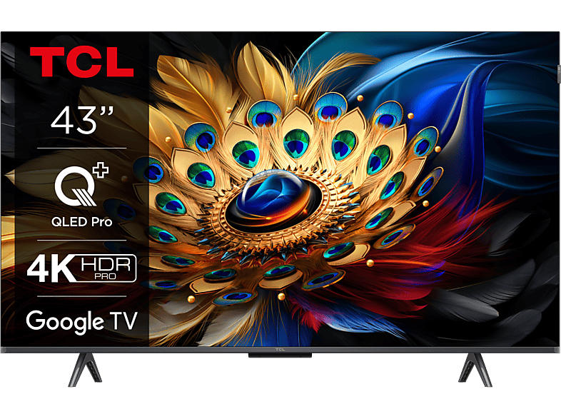 TCL 43C655 (43 Zoll 4K QLED TV mit Google und Game Master 3.0, 144Hz Motion Clarity Pro, Sprachassistent); LED QLED TV