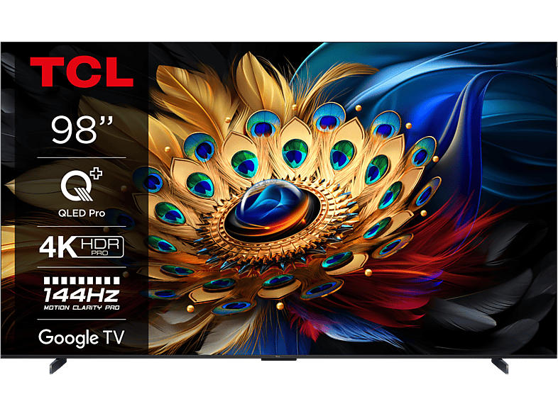 TCL 98C655 (98 Zoll 4K QLED TV mit Google und Game Master 3.0, 144Hz Motion Clarity Pro, Sprachassistent); LED QLED TV