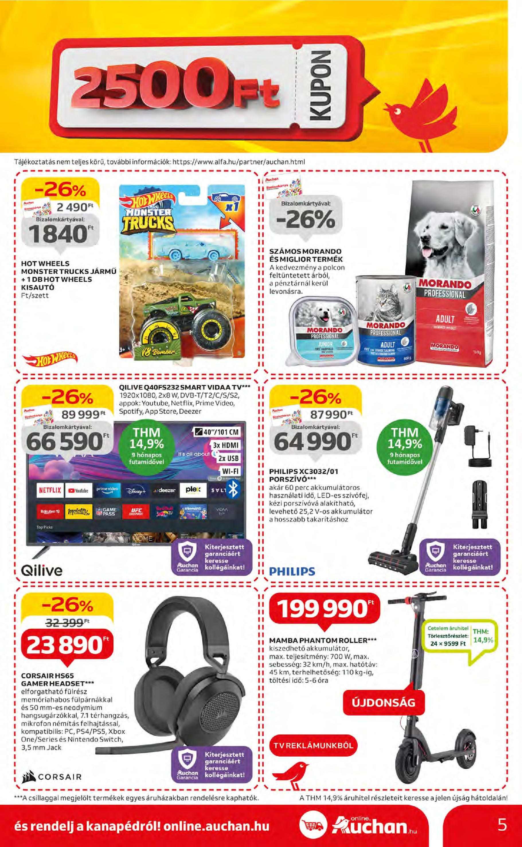 Auchan  Akciós újság - 2024.05.09. -tól/töl > akció, szórólap 🛍️ | Oldal: 5 | Termékek: Xbox, Roller, Headset, Akkumulátor