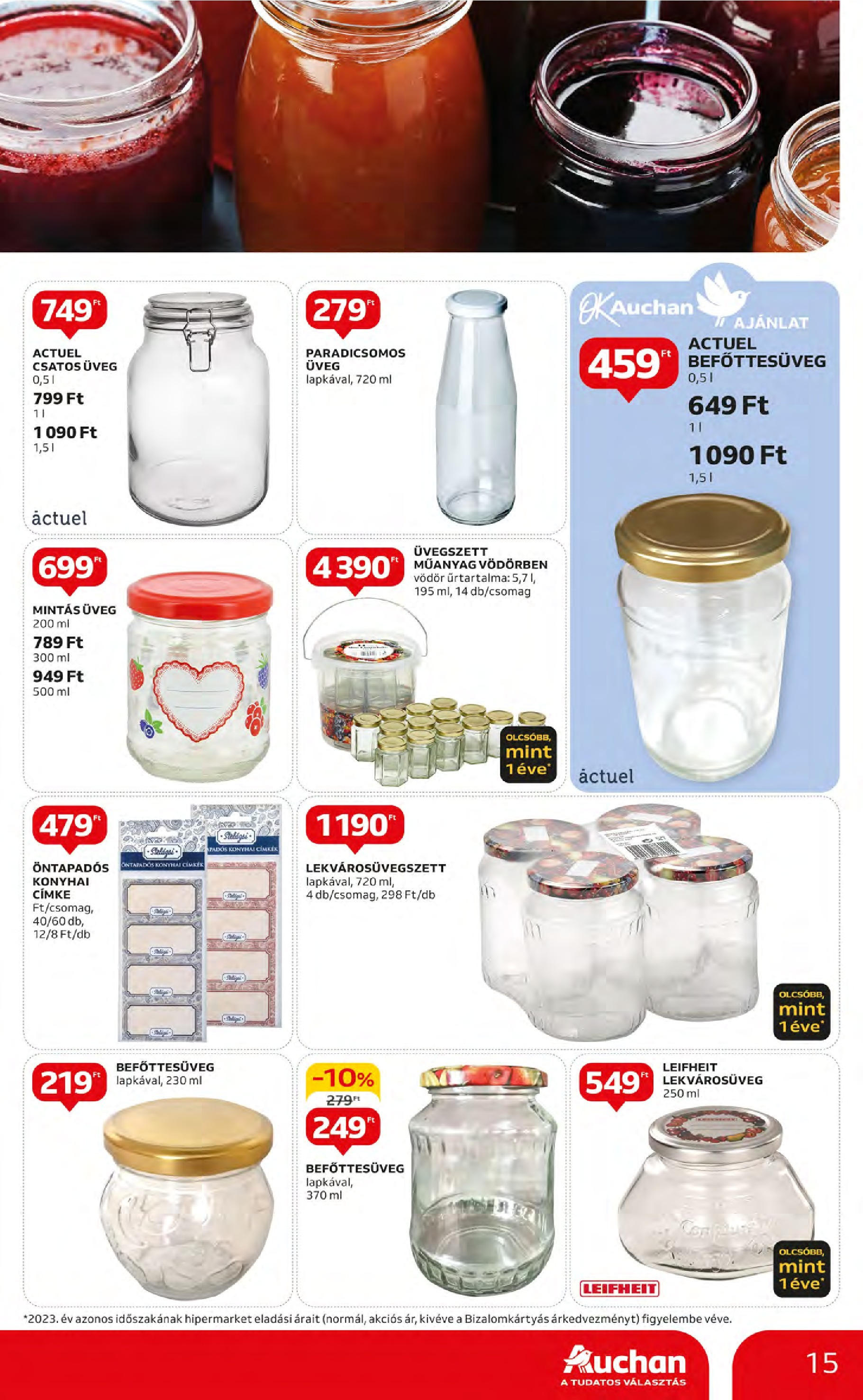 Auchan  Akciós újság - 2024.05.09. -tól/töl > akció, szórólap 🛍️ | Oldal: 15 | Termékek: Befőttesüveg