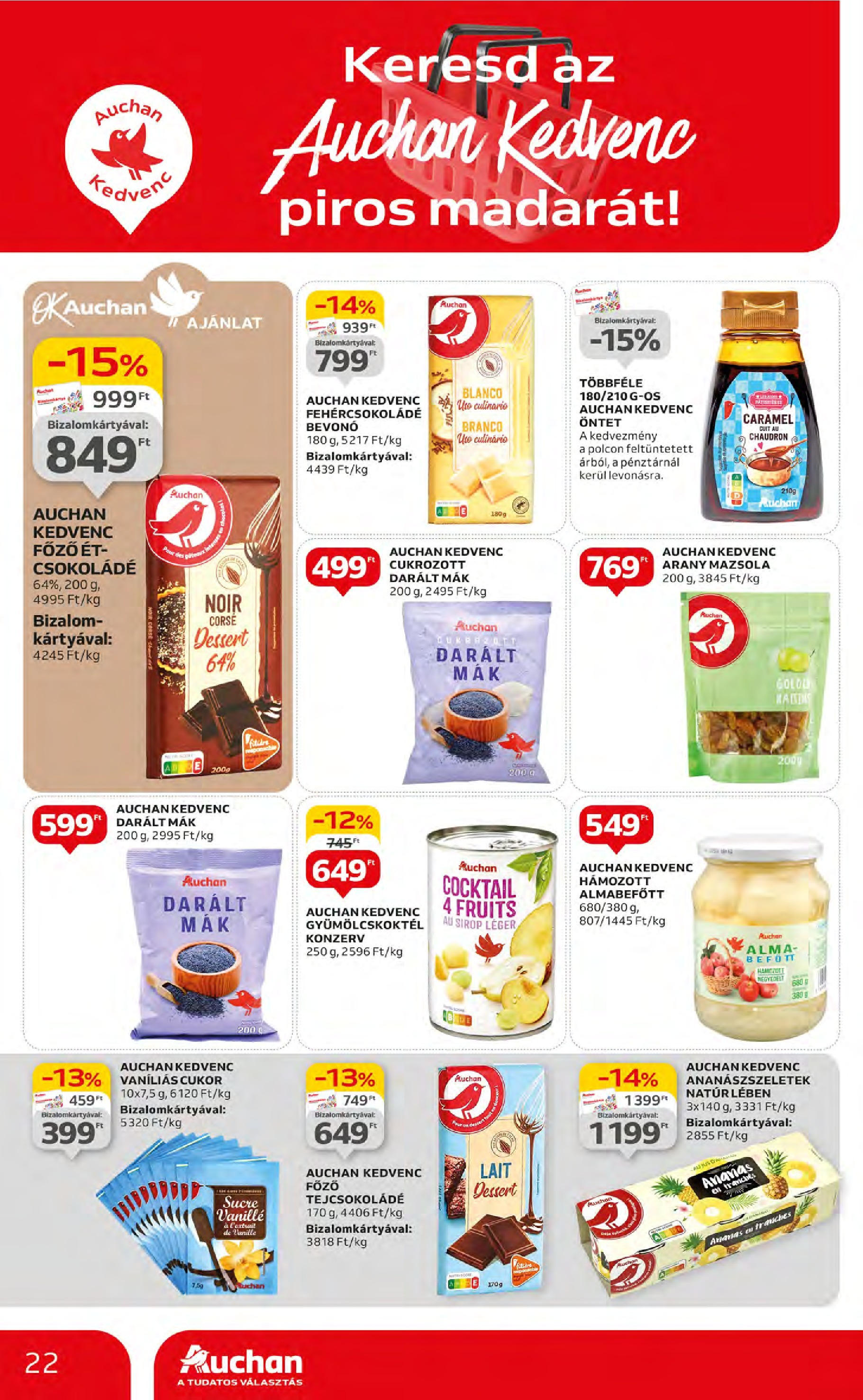 Auchan  Akciós újság - 2024.05.09. -tól/töl > akció, szórólap 🛍️ | Oldal: 22 | Termékek: Csokoládé, Alma, Mazsola, Cukor