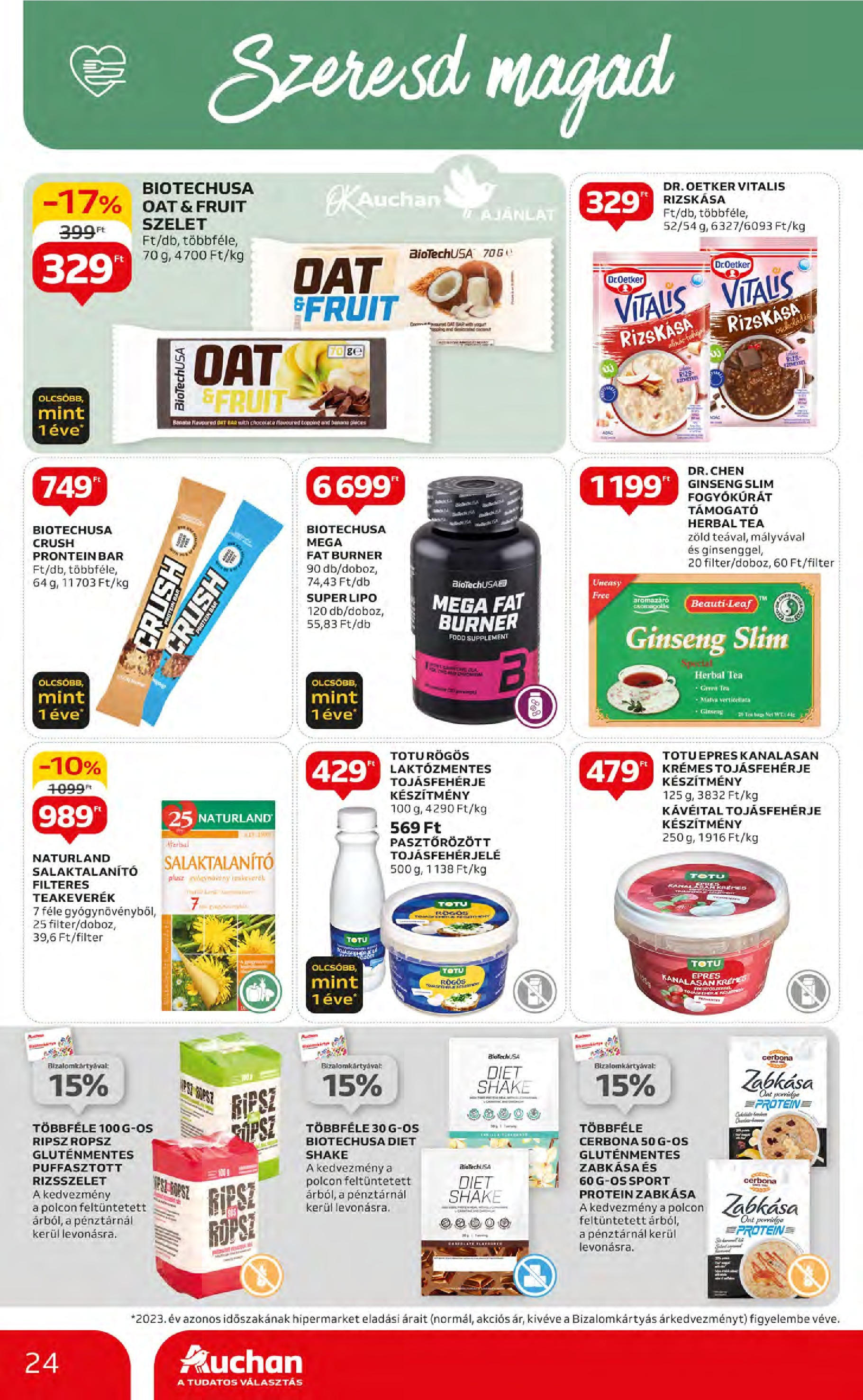 Auchan  Akciós újság - 2024.05.09. -tól/töl > akció, szórólap 🛍️ | Oldal: 24 | Termékek: Protein, Tojásfehérje, Tea, Gluténmentes