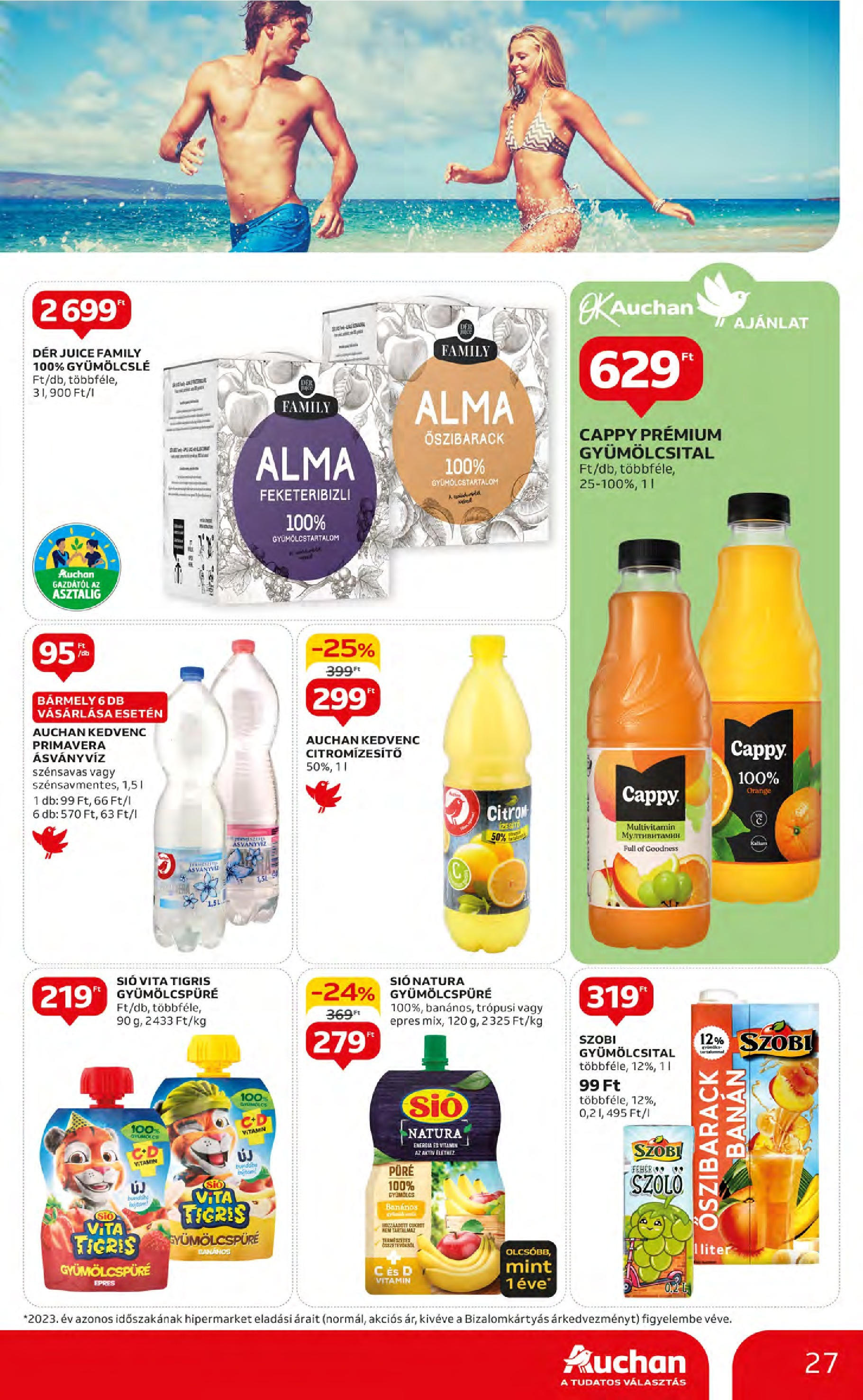 Auchan  Akciós újság - 2024.05.09. -tól/töl > akció, szórólap 🛍️ | Oldal: 27 | Termékek: Szőlő, Gyümölcslé, Alma, Banán