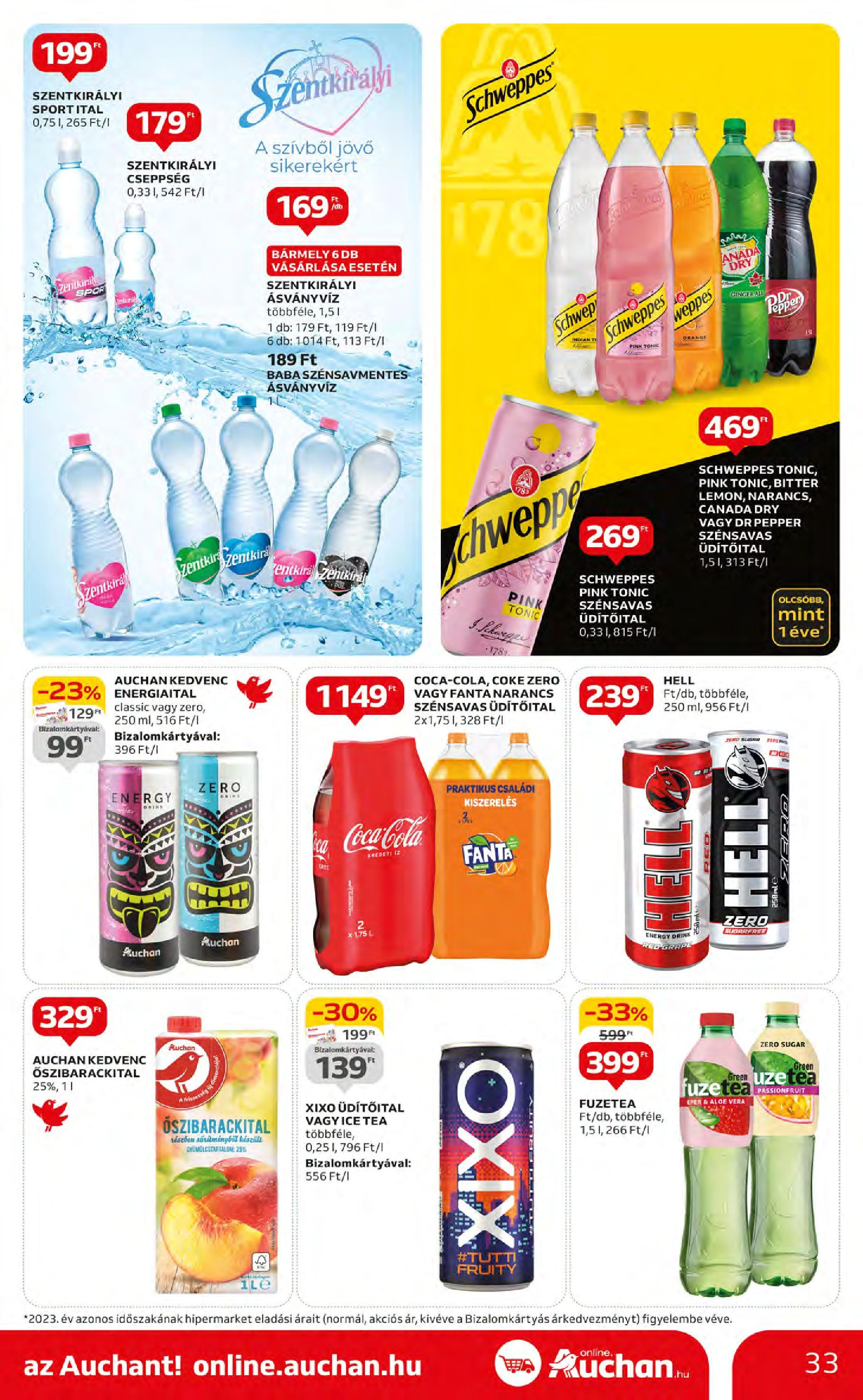 Auchan  Akciós újság - 2024.05.09. -tól/töl > akció, szórólap 🛍️ | Oldal: 33 | Termékek: Energiaital, Aloe vera, Narancs, Eper