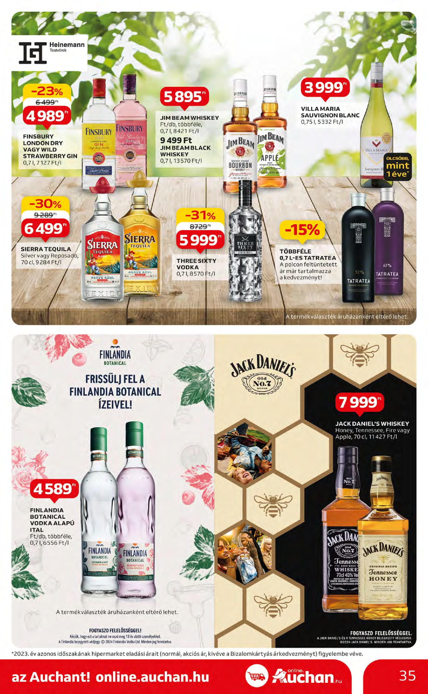 Auchan  Akciós újság - 2024.05.09. -tól/töl > akció, szórólap 🛍️ | Oldal: 35 | Termékek: Whiskey, Bourbon, Tequila, Vodka