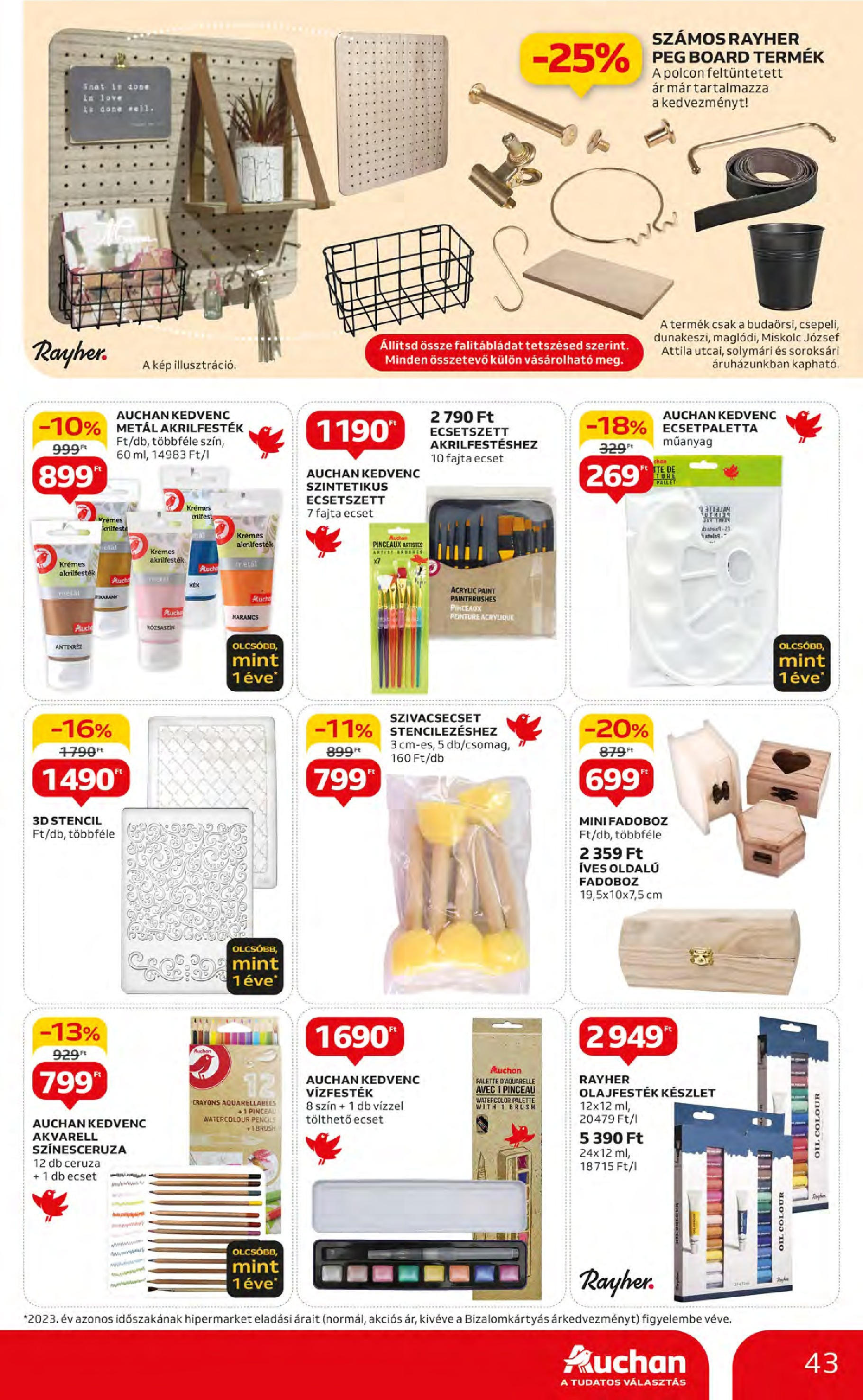 Auchan  Akciós újság - 2024.05.09. -tól/töl > akció, szórólap 🛍️ | Oldal: 43 | Termékek: Akrilfesték, Ecset, Narancs