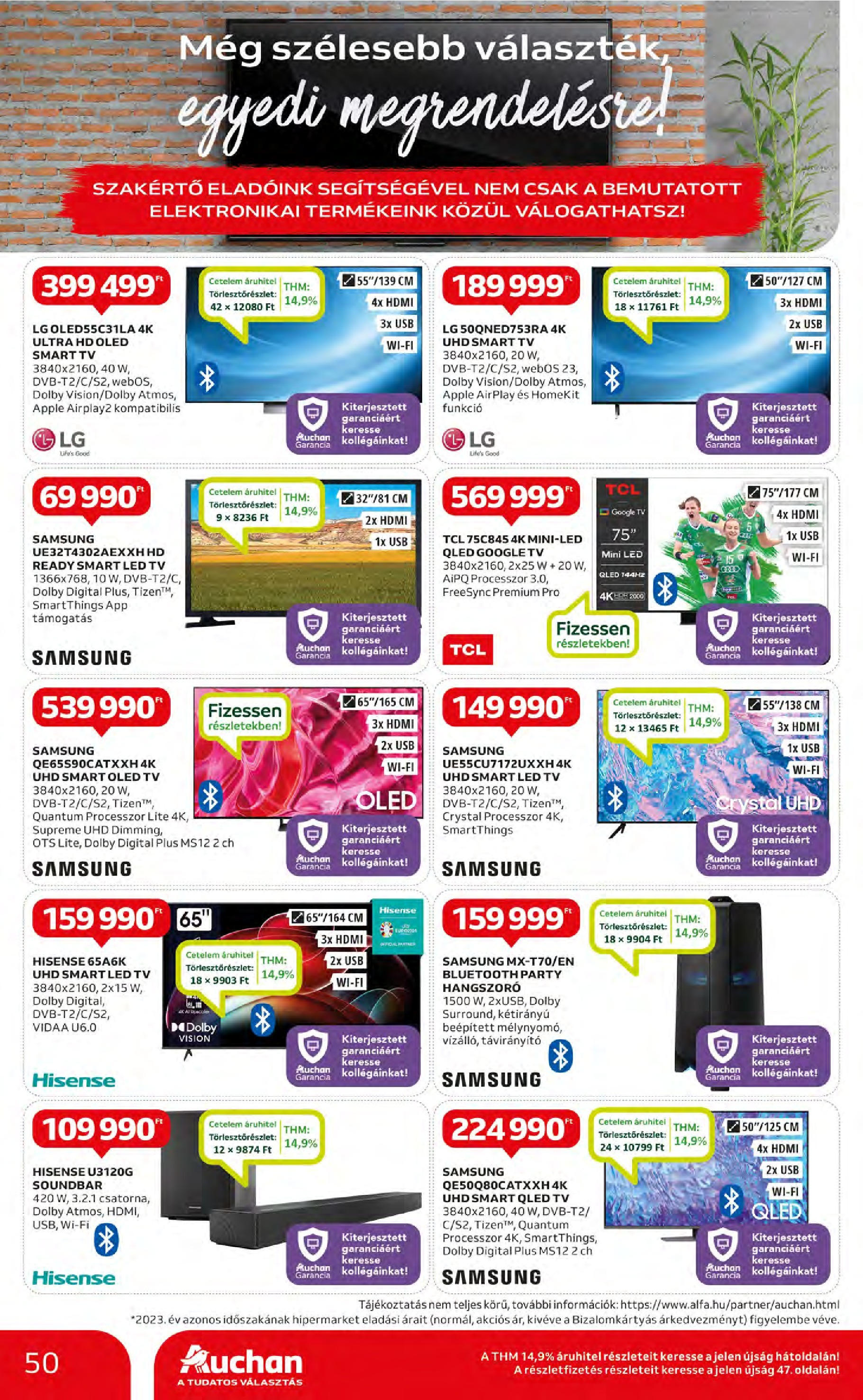 Auchan  Akciós újság - 2024.05.09. -tól/töl > akció, szórólap 🛍️ | Oldal: 50 | Termékek: Távirányító, USB, Smart tv, Soundbar