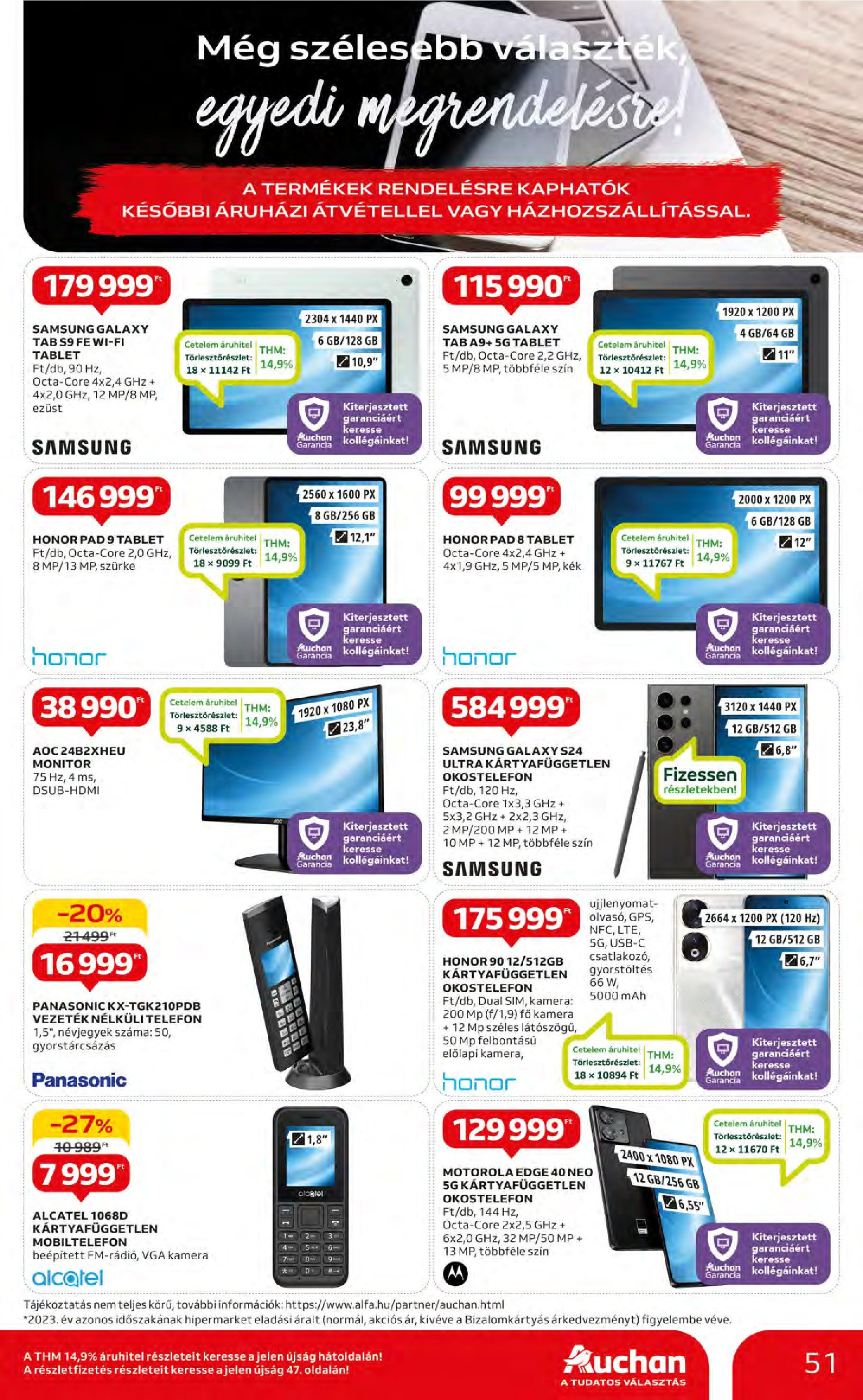 Auchan  Akciós újság - 2024.05.09. -tól/töl > akció, szórólap 🛍️ | Oldal: 51 | Termékek: Tablet, Kamera, Csatlakozó, Vezeték nélküli telefon