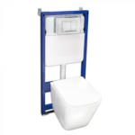 PRAKTIS Структура за вграждане с бутон и конзолна тоалетна чиния Cascada Aqua