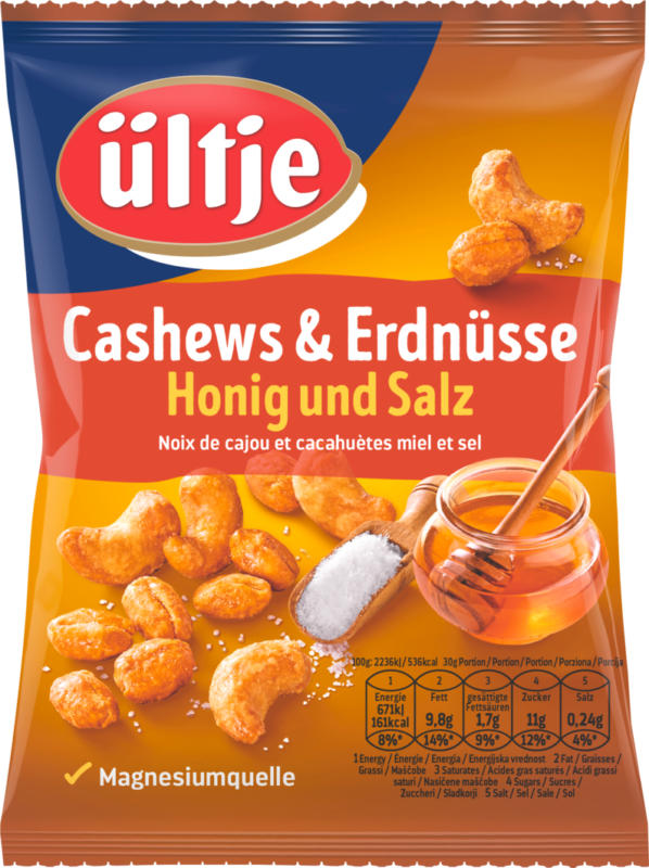 Ültje Cashews & Erdnüsse, Honig und Salz, 200 g