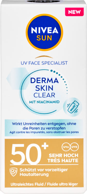 Fluido Derma Skin Clear Nivea Sun, FPS 50+, 40 ml