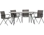 Hornbach Gartenmöbelset Acamp 4 -Sitzer bestehend aus: Tisch, 4 Sessel Aluminium Stahl Textil Anthrazit