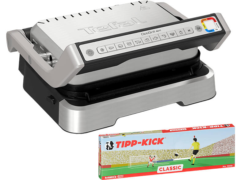 TEFAL OptiGrill 4IN1 GC774, 4in1 Plattengriller inkl. Tipp-Kick Fußballspiel