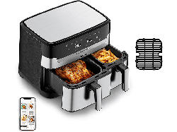 Tefal EY905D Dual Easy Fry & Grill Doppelkammer-Heißluftfritteuse mit 2 Garzonen (8,3 l, 2700 Watt, Schwarz)