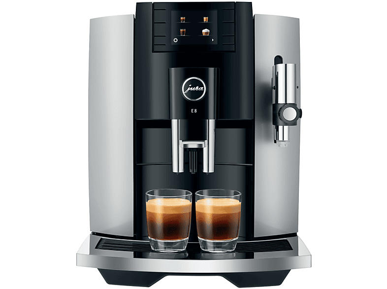 Jura E8 (EB) Kaffeevollautomat (Platin, Professional Aroma Grinder, 15 bar, Milchschlauch)