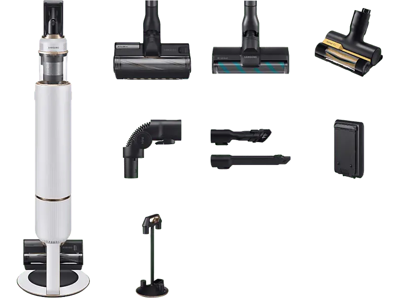 Samsung VS20B95843W/GE bespoke Jet Plus Akku Staubsauger (0,5 l, Akkulaufzeit: bis zu 60 Minuten (Wechsel-Akku), Weiß)