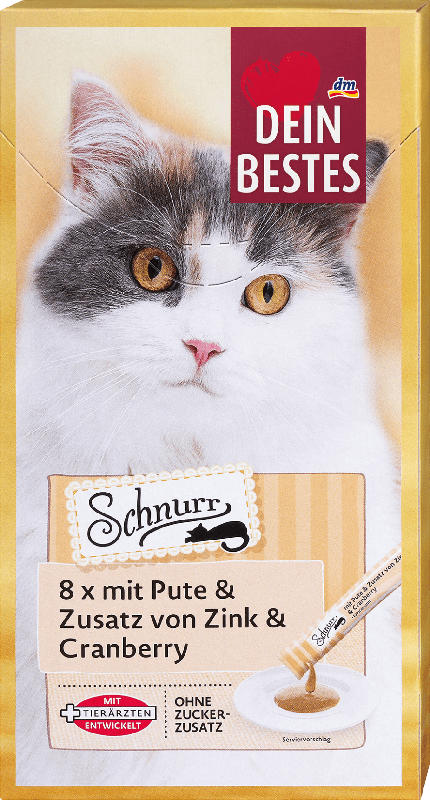 Dein Bestes Katzenleckerli Pute, Schnurr Multipack (8x15 g)