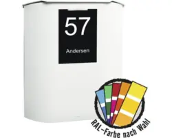 MEFA Briefkasten Stahl pulverbeschichtet BxHxT 460/538/164 mm Ufo 650 in RAL Sonderfarbe nach Wunsch Entnahme vorne mit Namensschild