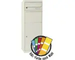 Hornbach MEFA Paketbriefkasten Stahl pulverbeschichtet BxHxT 402/1091/310 mm Maple 6612M in RAL Sonderfarbe nach Wunsch Entnahme vorne 2-fach mit Namensschild