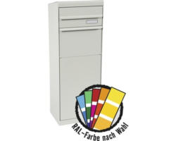 MEFA Paketbriefkasten Stahl pulverbeschichtet BxHxT 402/1091/310 mm Maple 6621M in RAL Sonderfarbe nach Wunsch 2-fach Entnahme hinten mit Namensschild