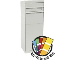 MEFA Paketbriefkasten Stahl pulverbeschichtet BxHxT 402/1091/310 mm Maple 6621M in RAL Sonderfarbe nach Wunsch 2-fach Entnahme hinten mit Namensschild