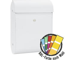 MEFA Briefkasten Stahl pulverbeschichtet BxHxT 365/510/180 mm Quartz 825 in RAL Sonderfarbe nach Wunsch Entnahme vorne