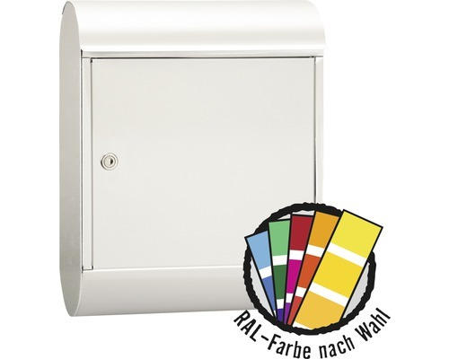 MEFA Briefkasten Stahl pulverbeschichtet BxHxT 340/430/150 mm MEFA Topaz 844 in RAL Sonderfarbe nach Wunsch mit Zeitungsrohr Entnahme vorne