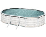 Hornbach Aufstellpool Stahlwandpool-Set Gre oval 527x500x122 cm inkl. Sandfilteranlage, Skimmer, Leiter, Filtersand & Anschlussschlauch weiß