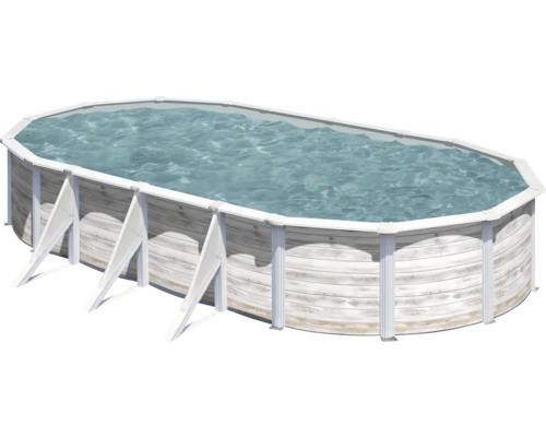 Aufstellpool Stahlwandpool-Set Gre oval 744x575x122 cm inkl. Sandfilteranlage, Skimmer, Leiter, Filtersand & Anschlussschlauch Nordicoptik