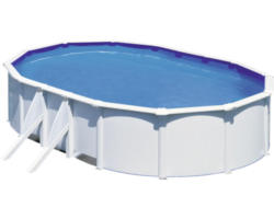 Aufstellpool Stahlwandpool-Set Gre Vision-Pool Classic oval 610x375x120 cm inkl. Sandfilteranlage, Skimmer, Leiter, Filtersand & Anschlussschlauch weiß