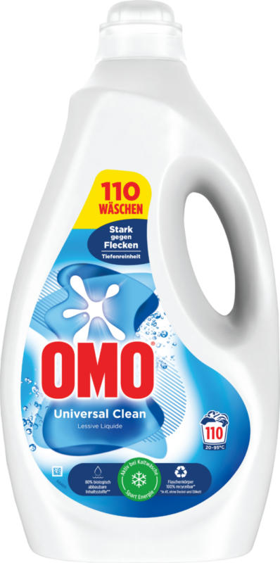 Detersivo liquido Universal Clean Omo, 101 lessives, 4,95 litres