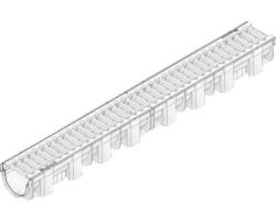 Hauraton TOP X Kunststoffrinne aus PP mit Klemm Stegrost Edelstahl silberfarben 1000 x 119 x 89 mm