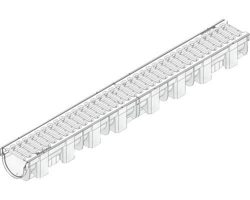 Hauraton TOP X Kunststoffrinne aus PP mit Klemm Stegrost Edelstahl silberfarben 1000 x 119 x 89 mm