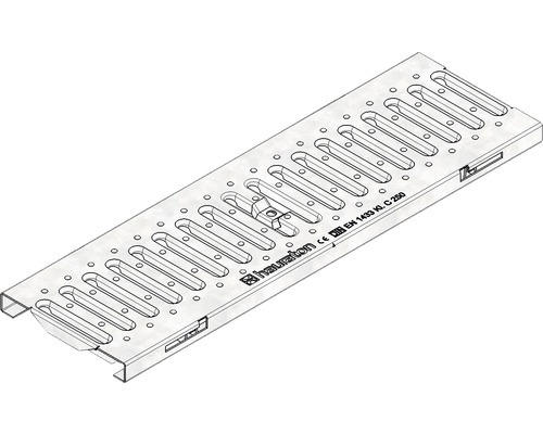 Hauraton Faserfix KS 100 Doppelstegrost SW 80/10 verzinkt mit horizontaler Schubsicherung 500 x 149 x 20 mm