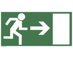 Warnschild Walteco "Notausgang rechts" zum Aufkleben 100x200 mm