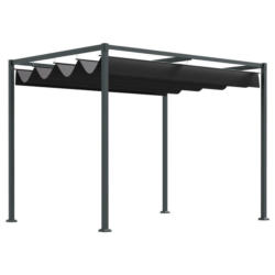 Outsunny Pergola mit Schiebedach schwarz Metall B/H/L: ca. 213x221x298 cm