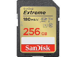 SanDisk 256GB Extreme SDXC Karte + RescuePro Deluxe bis zu 180 MB/s UHS-I Class 10 U3 V30; Speicherkarte