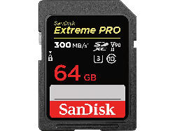 SanDisk 64GB Extreme PRO SDXC Karte bis zu 300 MB/s UHS-II Class 10 U3 V90; Speicherkarte