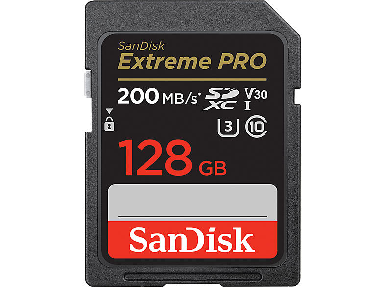 SandISK 128GB Extreme pro SDXC Karte + RescuePro Deluxe bis zu 200 MB/s UHS-I Class 10 U3 V30; Speicherkarte